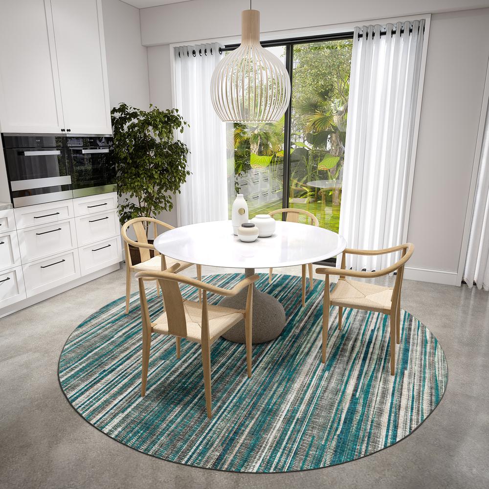 Amador AA1 Teal 8' x 8' Round Rug. Picture 2