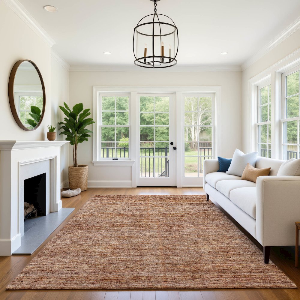 Luxury Washable Indoor/Outdoor Soft Essentials SE1 Orange 8' x 10' Rug. Picture 6