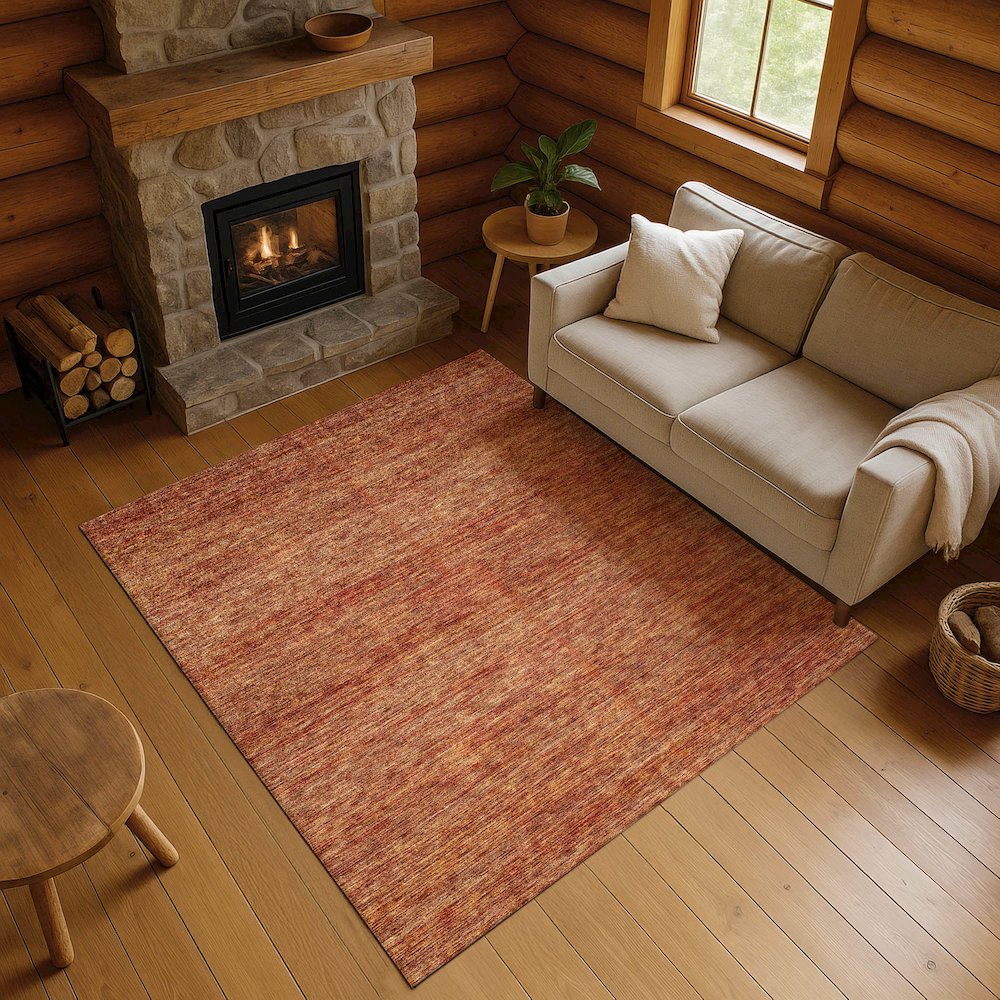 Luxury Washable Indoor/Outdoor Soft Essentials SE1 Orange 8' x 10' Rug. Picture 5