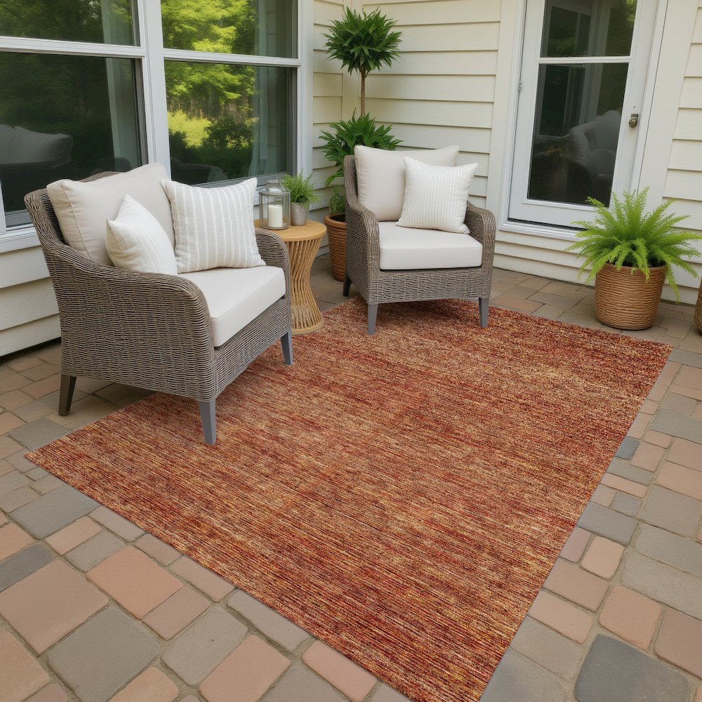 Luxury Washable Indoor/Outdoor Soft Essentials SE1 Orange 5' x 7'6" Rug. Picture 7