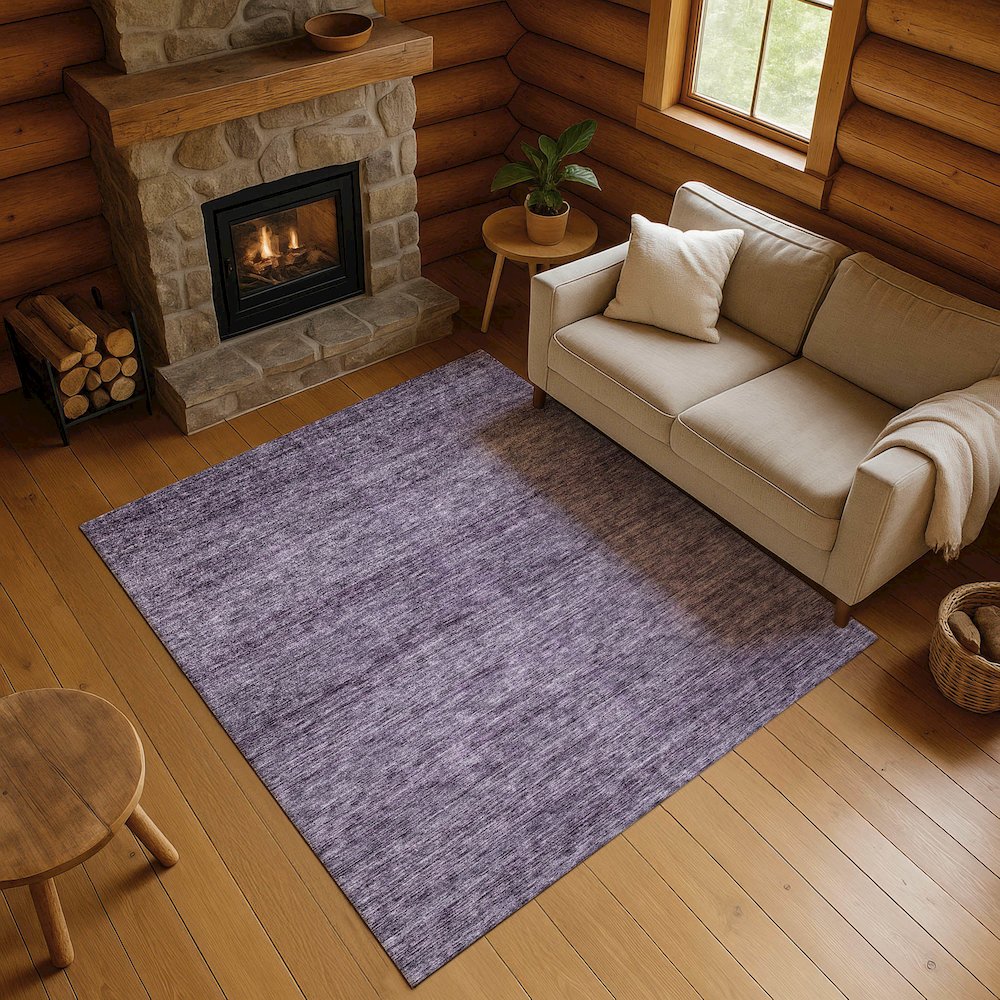 Luxury Washable Indoor/Outdoor Soft Essentials SE1 Purple 8' x 10' Rug. Picture 5