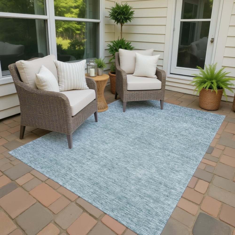 Luxury Washable Indoor/Outdoor Soft Essentials SE1 Blue 5' x 7'6" Rug. Picture 7