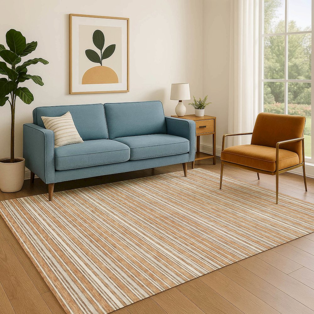 Luxury Washable Indoor/Outdoor Soft Essentials SE2 Orange 8' x 10' Rug. Picture 6