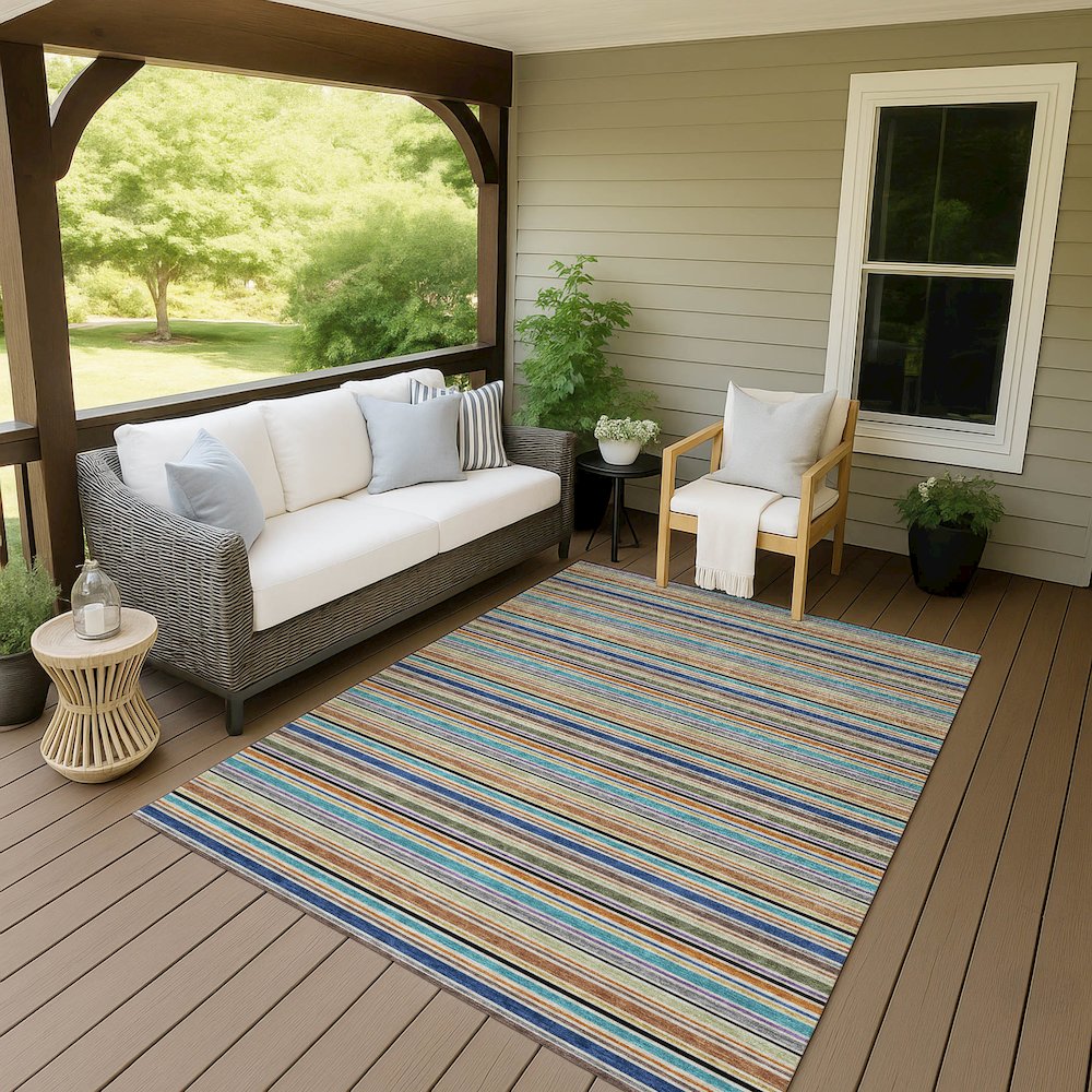 Luxury Washable Indoor/Outdoor Soft Essentials SE2 Multi 5' x 7'6" Rug. Picture 7