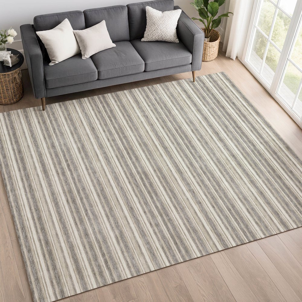 Luxury Washable Indoor/Outdoor Soft Essentials SE2 Brown 8' x 10' Rug. Picture 5