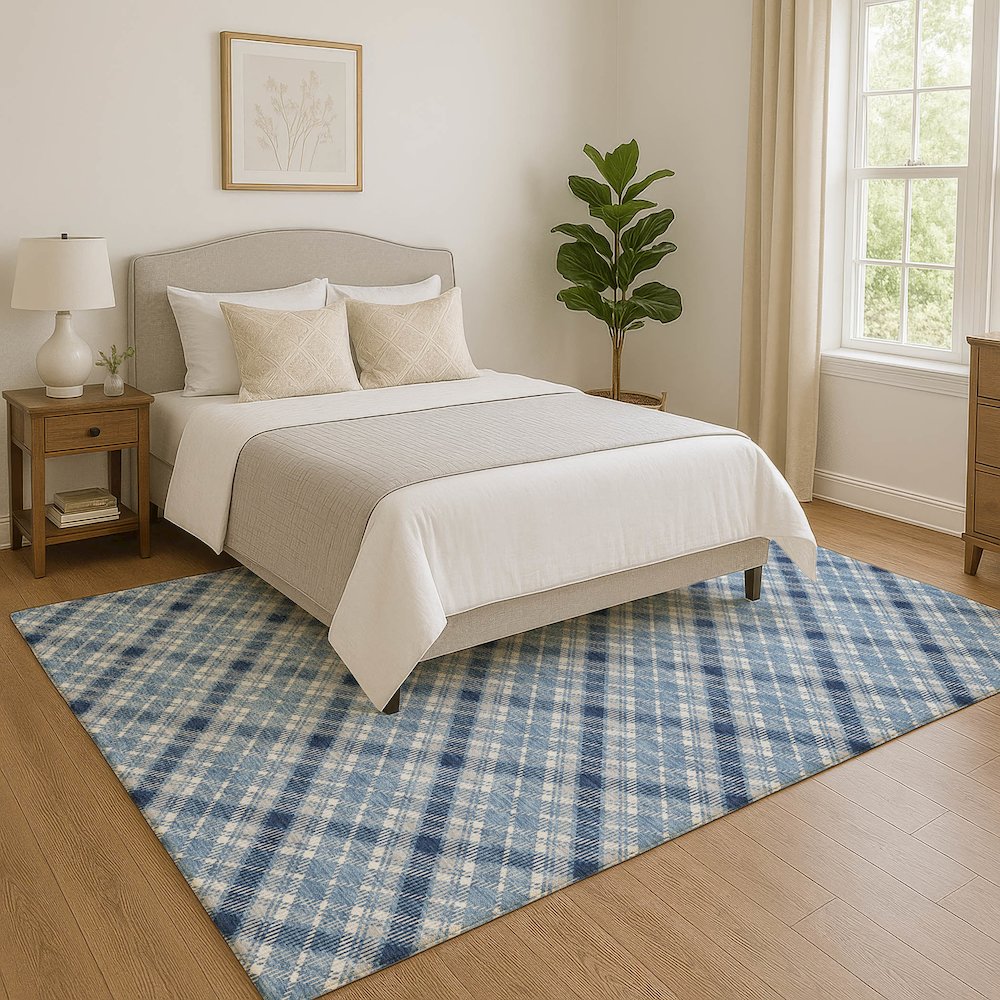 Luxury Washable Indoor/Outdoor Soft Essentials SE3 Blue 8' x 10' Rug. Picture 5