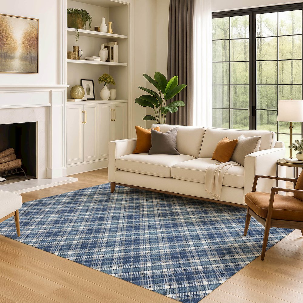 Luxury Washable Indoor/Outdoor Soft Essentials SE3 Blue 8' x 10' Rug. Picture 6