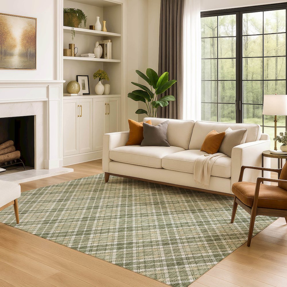 Luxury Washable Indoor/Outdoor Soft Essentials SE3 Green 8' x 10' Rug. Picture 6