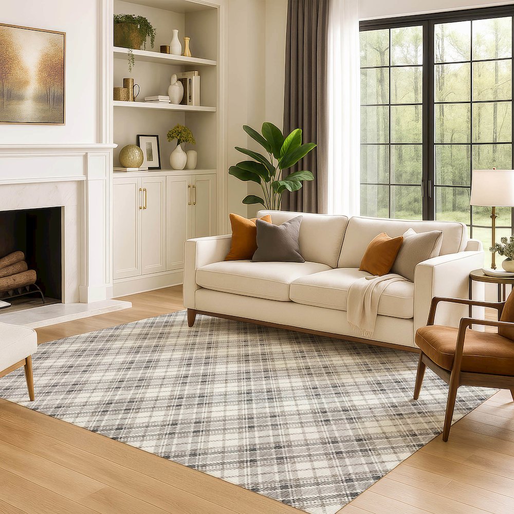 Luxury Washable Indoor/Outdoor Soft Essentials SE3 Ivory 8' x 10' Rug. Picture 6