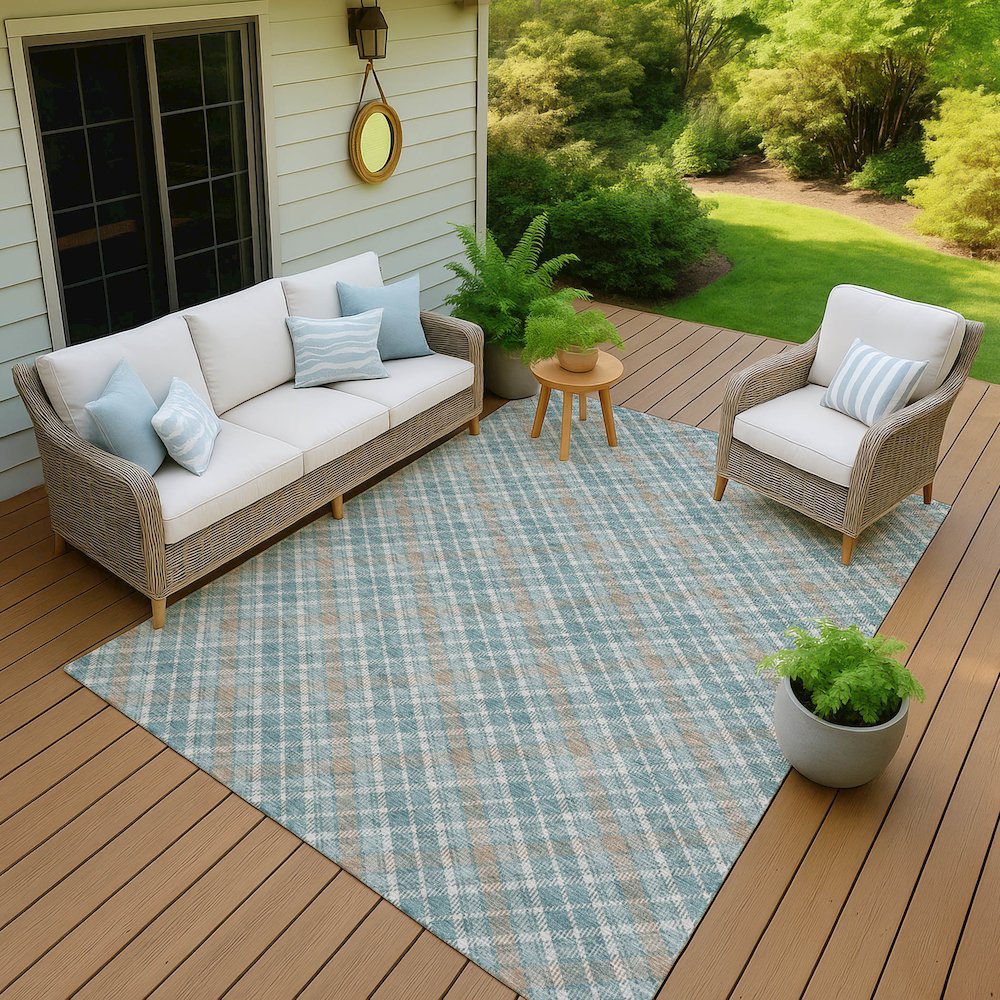Luxury Washable Indoor/Outdoor Soft Essentials SE3 Teal 5' x 7'6" Rug. Picture 7