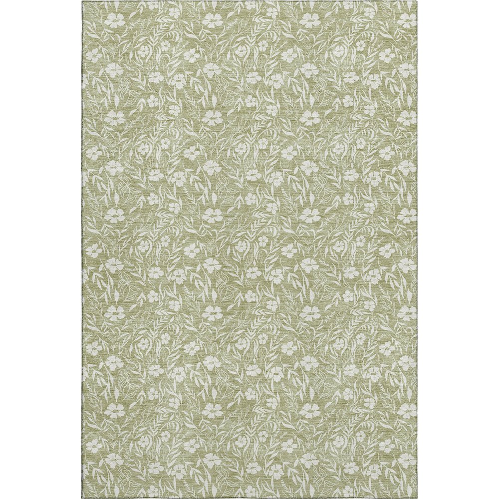 Luxury Washable Indoor/Outdoor Soft Essentials SE4 Green 8' x 10' Rug. Picture 1