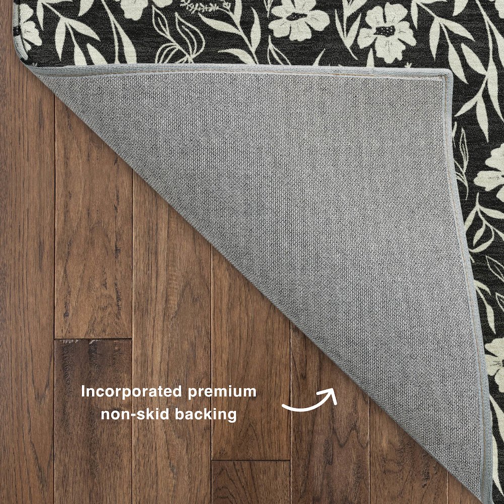 Luxury Washable Indoor/Outdoor Soft Essentials SE4 Black 3' x 5' Rug. Picture 4