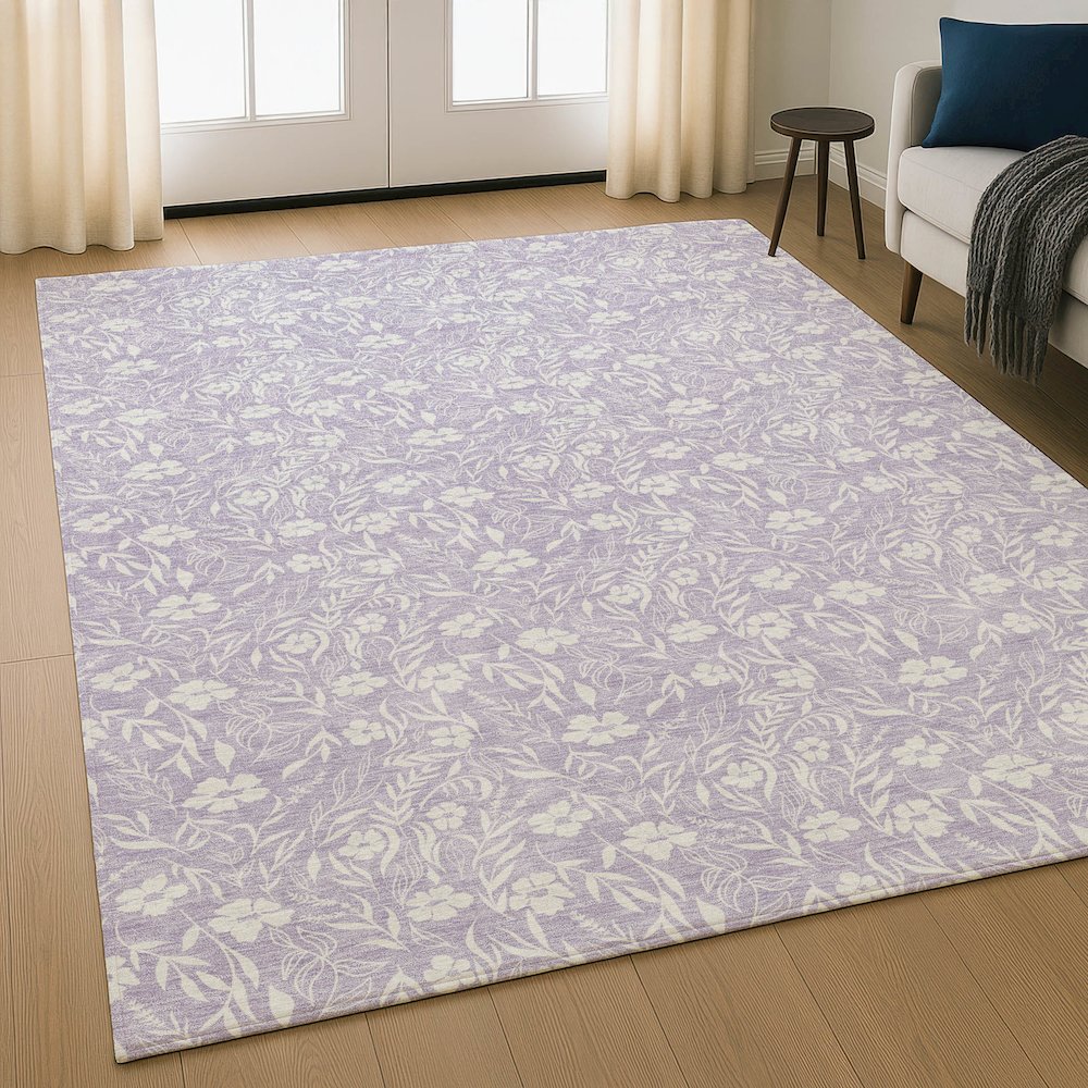 Luxury Washable Indoor/Outdoor Soft Essentials SE4 Purple 8' x 10' Rug. Picture 5
