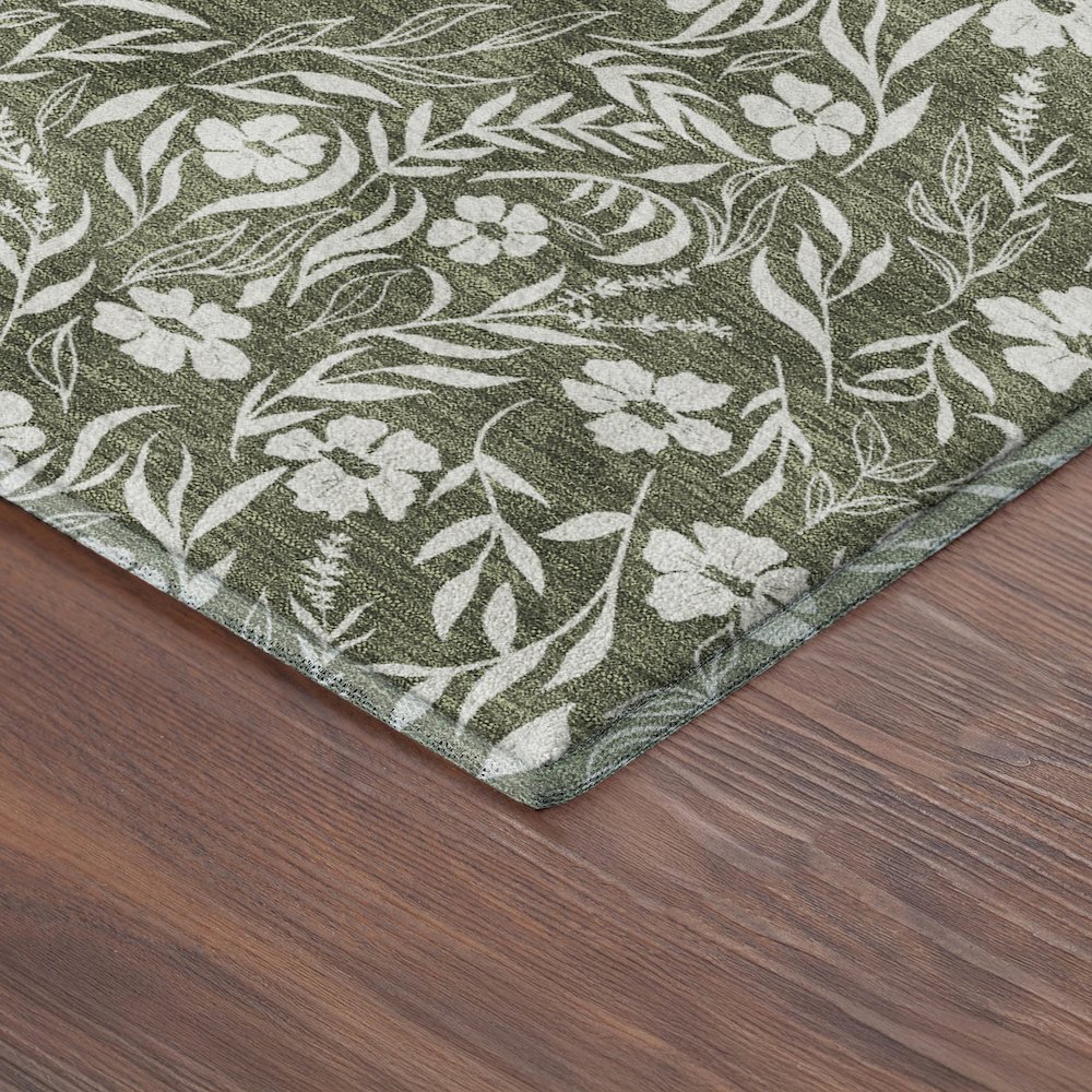 Luxury Washable Indoor/Outdoor Soft Essentials SE4 Green 3' x 5' Rug. Picture 2