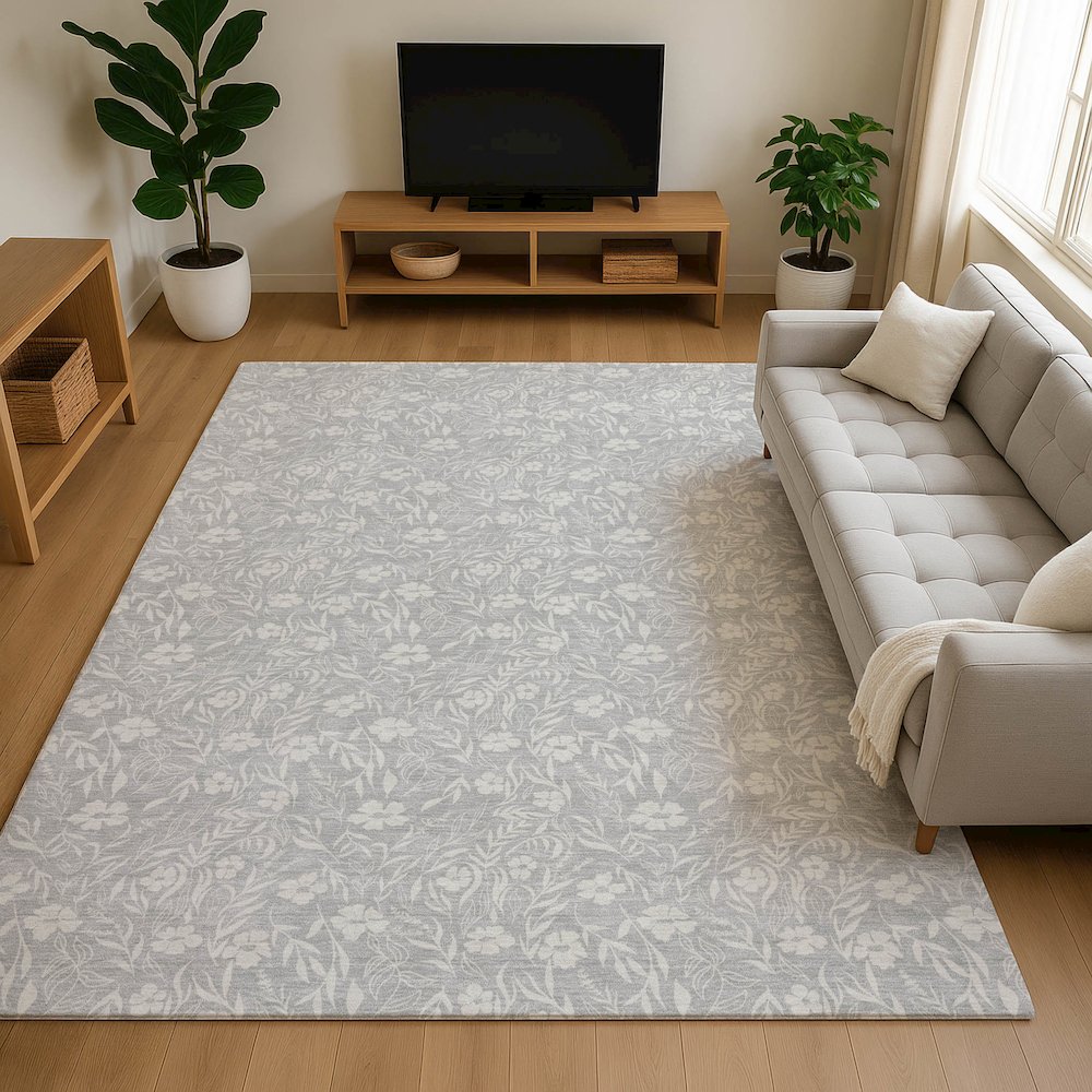 Luxury Washable Indoor/Outdoor Soft Essentials SE4 Gray 8' x 10' Rug. Picture 6