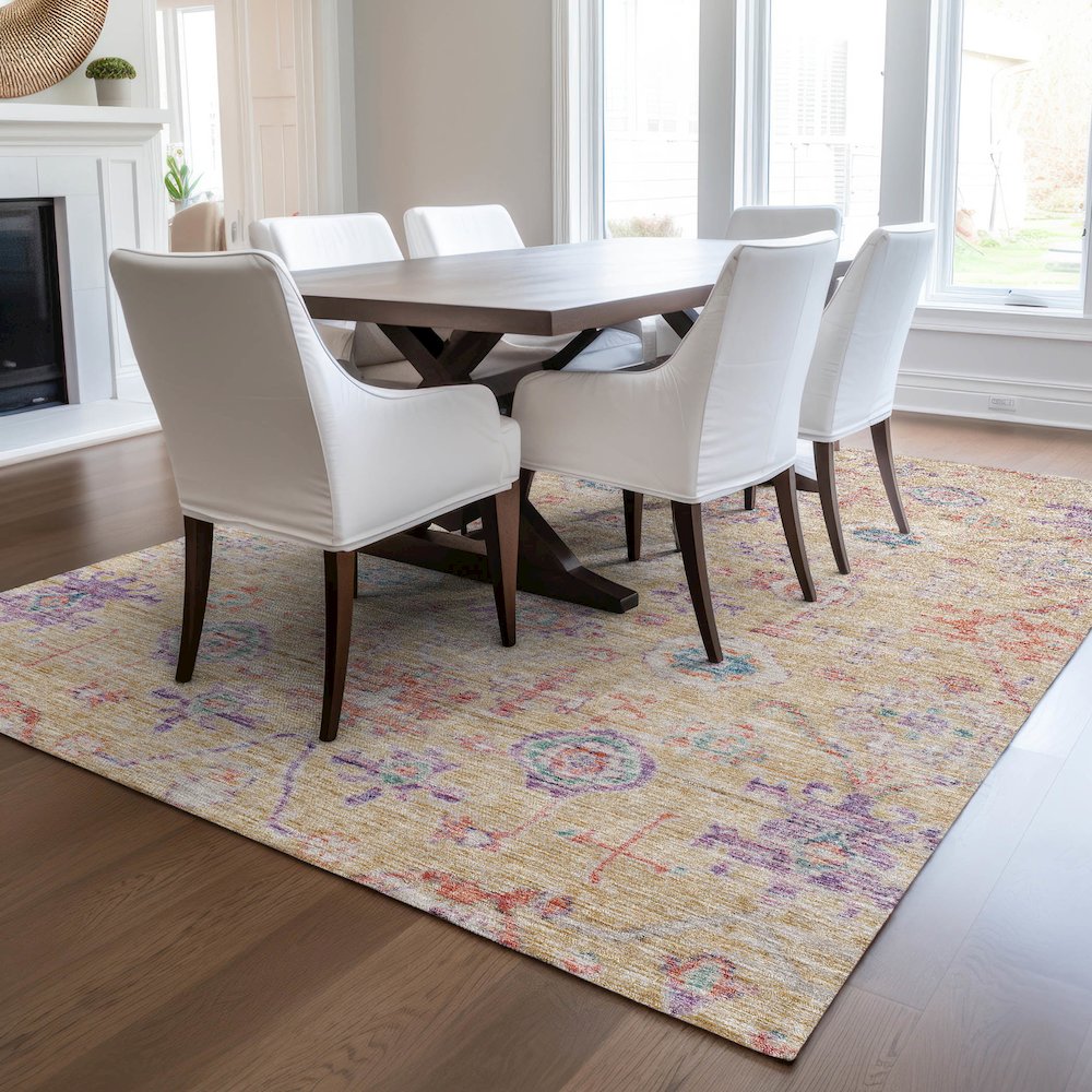 Luxury Washable Indoor/Outdoor Solace Peach 8' x 10' Rug. Picture 6