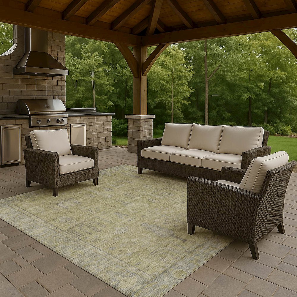 Luxury Washable Indoor/Outdoor Solace Aloe 8' x 10' Rug. Picture 7