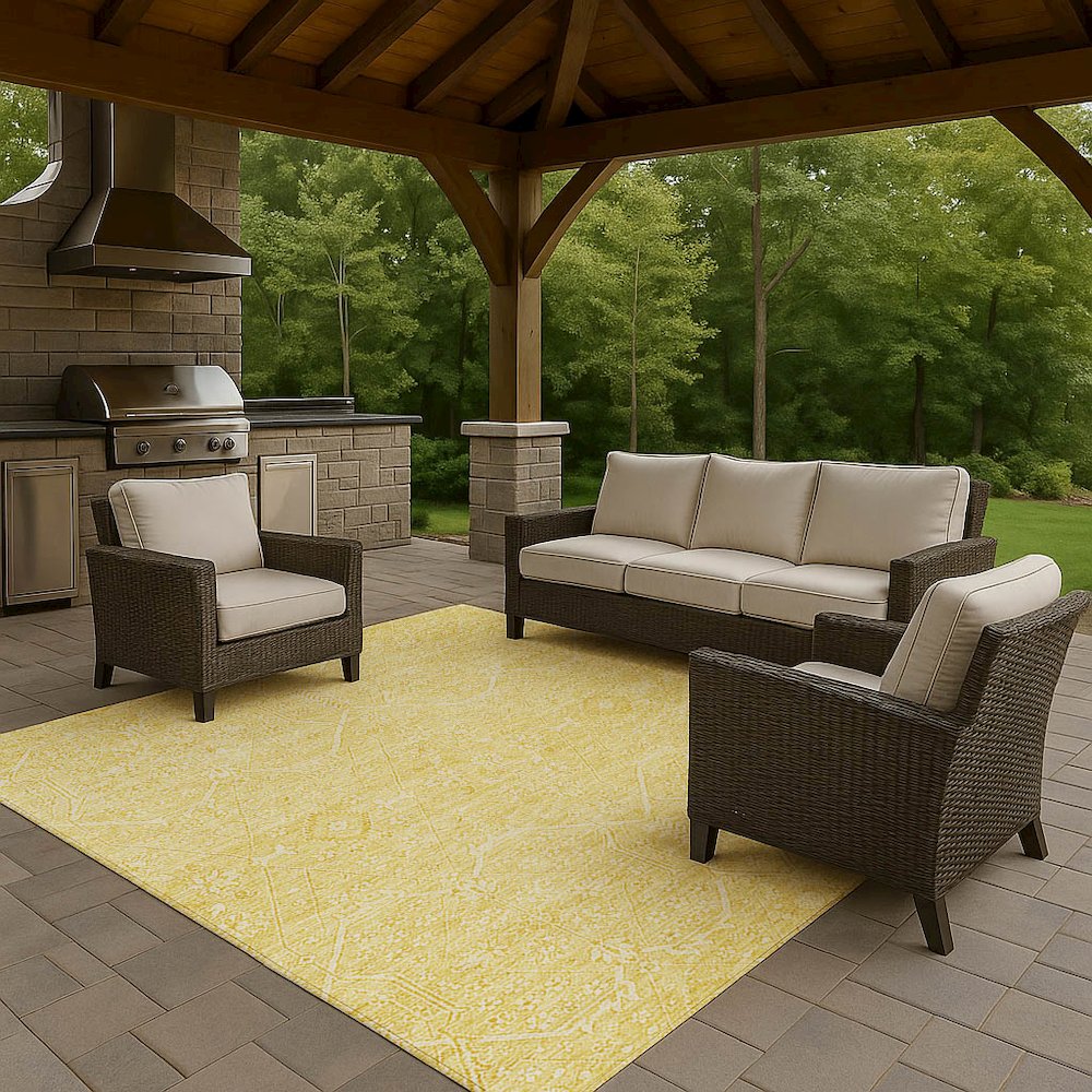Luxury Washable Indoor/Outdoor Solace Yellow 8' x 10' Rug. Picture 7