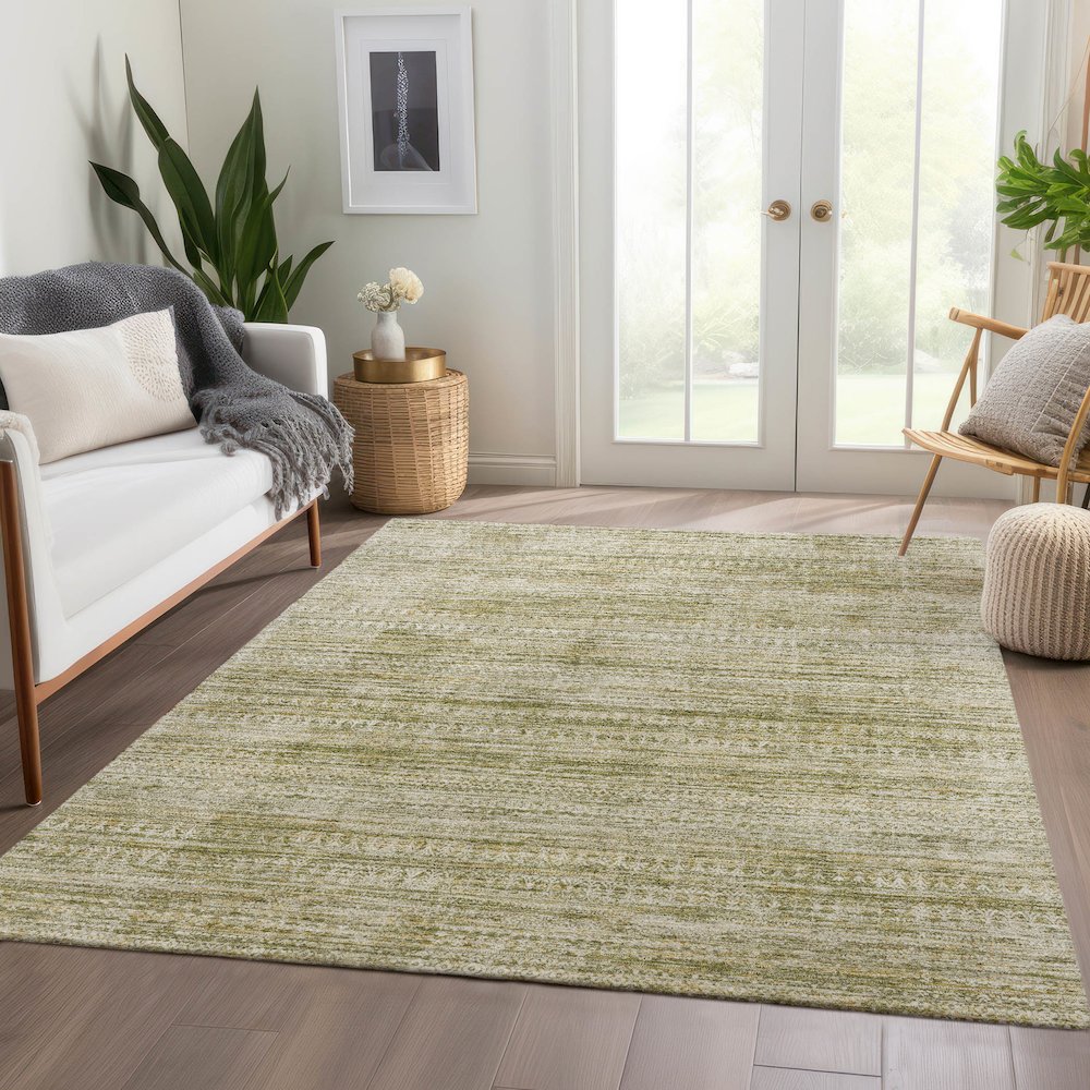 Luxury Washable Indoor/Outdoor Solace Aloe 8' x 10' Rug. Picture 5