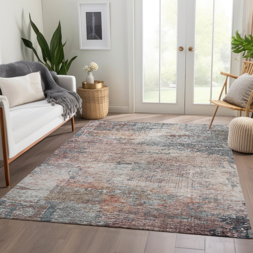 Luxury Washable Indoor/Outdoor Solace Gray 8' x 10' Rug. Picture 5