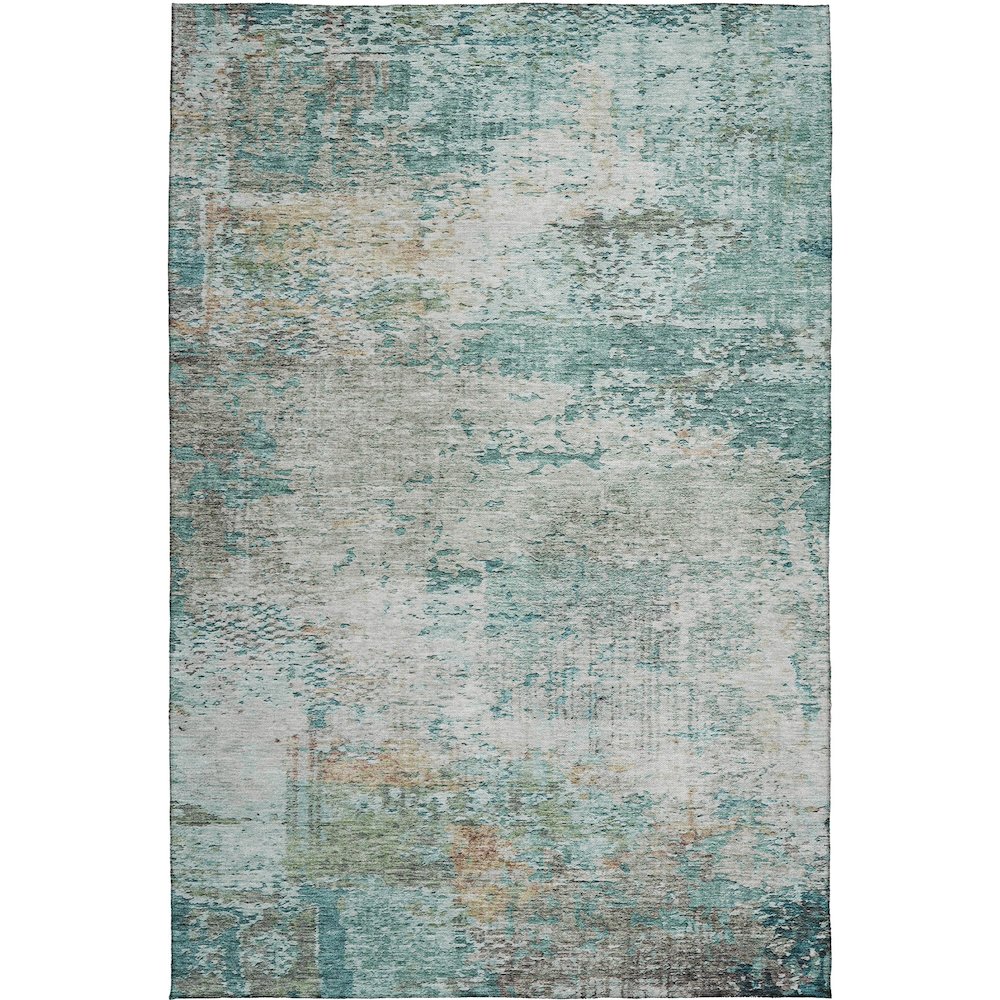 Luxury Washable Indoor/Outdoor Solace Teal 8' x 10' Rug. Picture 1