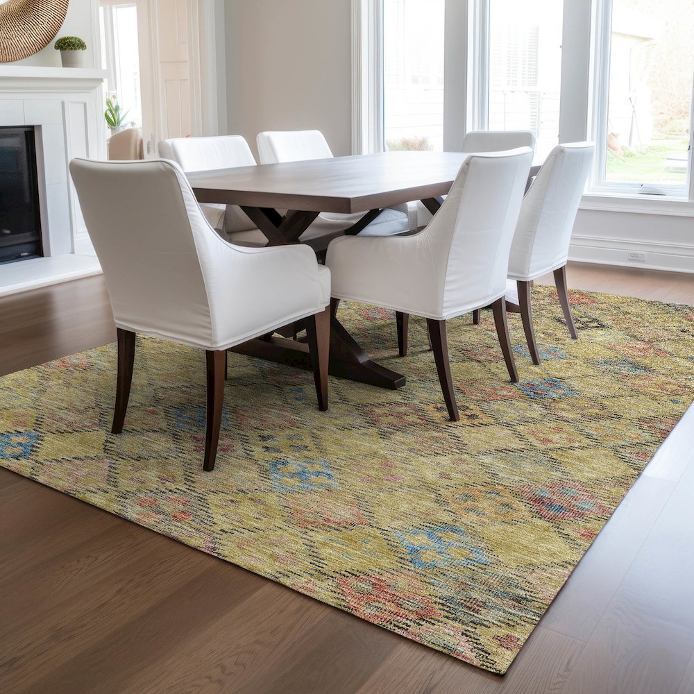 Luxury Washable Indoor/Outdoor Solace Gold 8' x 10' Rug. Picture 6