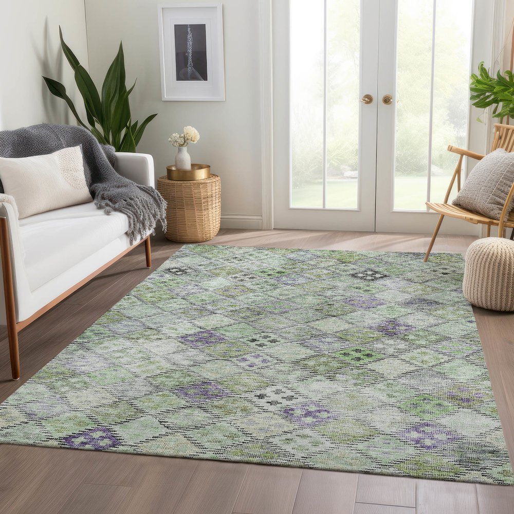 Luxury Washable Indoor/Outdoor Solace Green 8' x 10' Rug. Picture 5