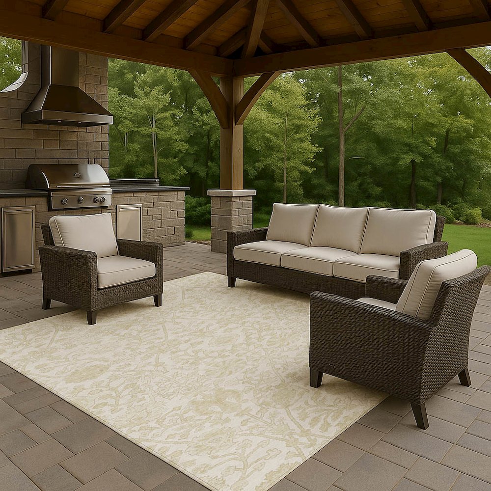 Luxury Washable Indoor/Outdoor Solace Ivory 8' x 10' Rug. Picture 7