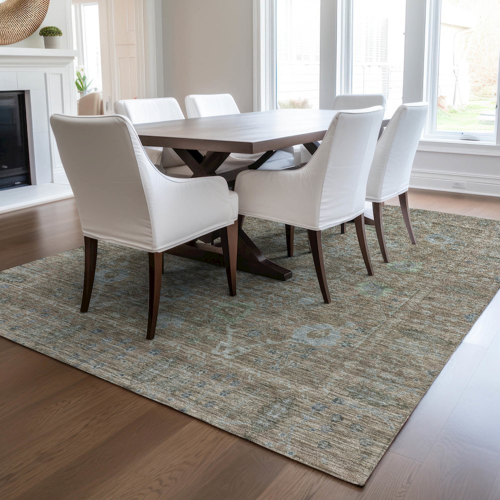 Luxury Washable Indoor/Outdoor Solace Brown 8' x 10' Rug. Picture 6