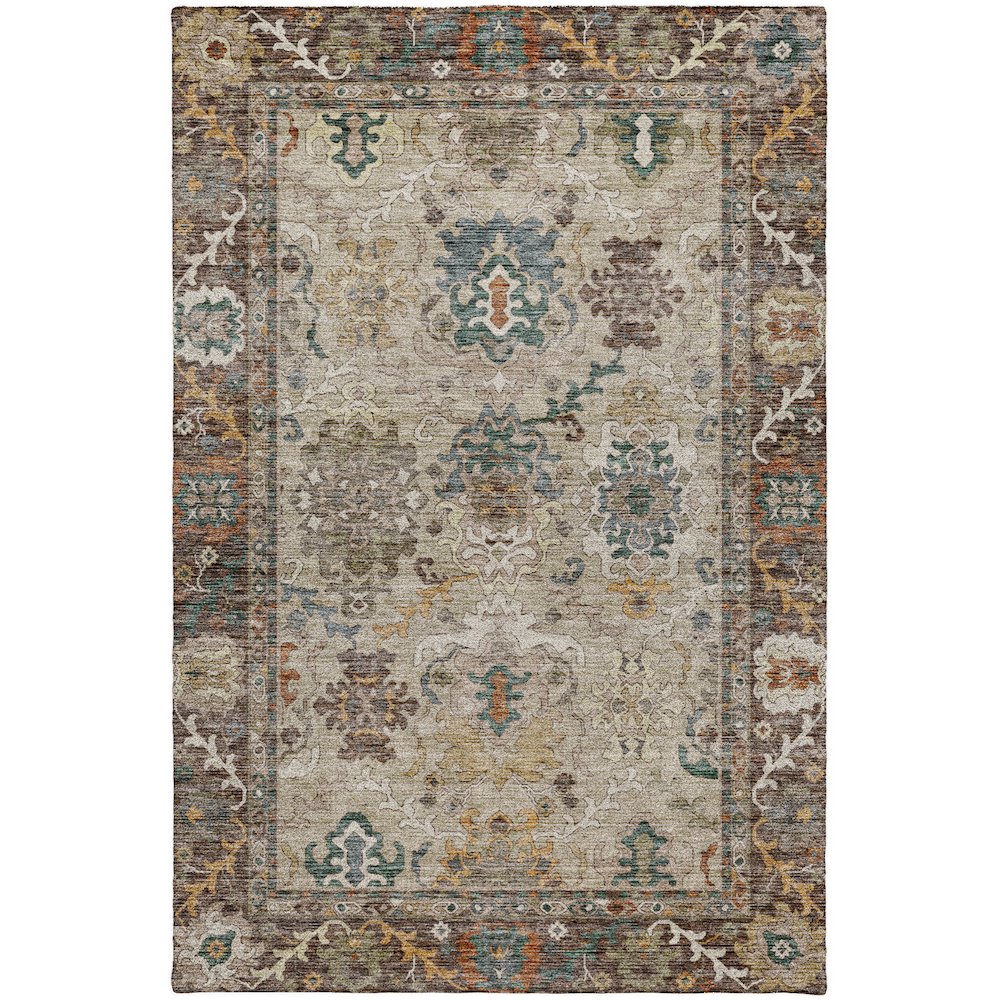 Indoor/Outdoor Silk Road Chocolate 6'6" x 9'6" Rug. Picture 1