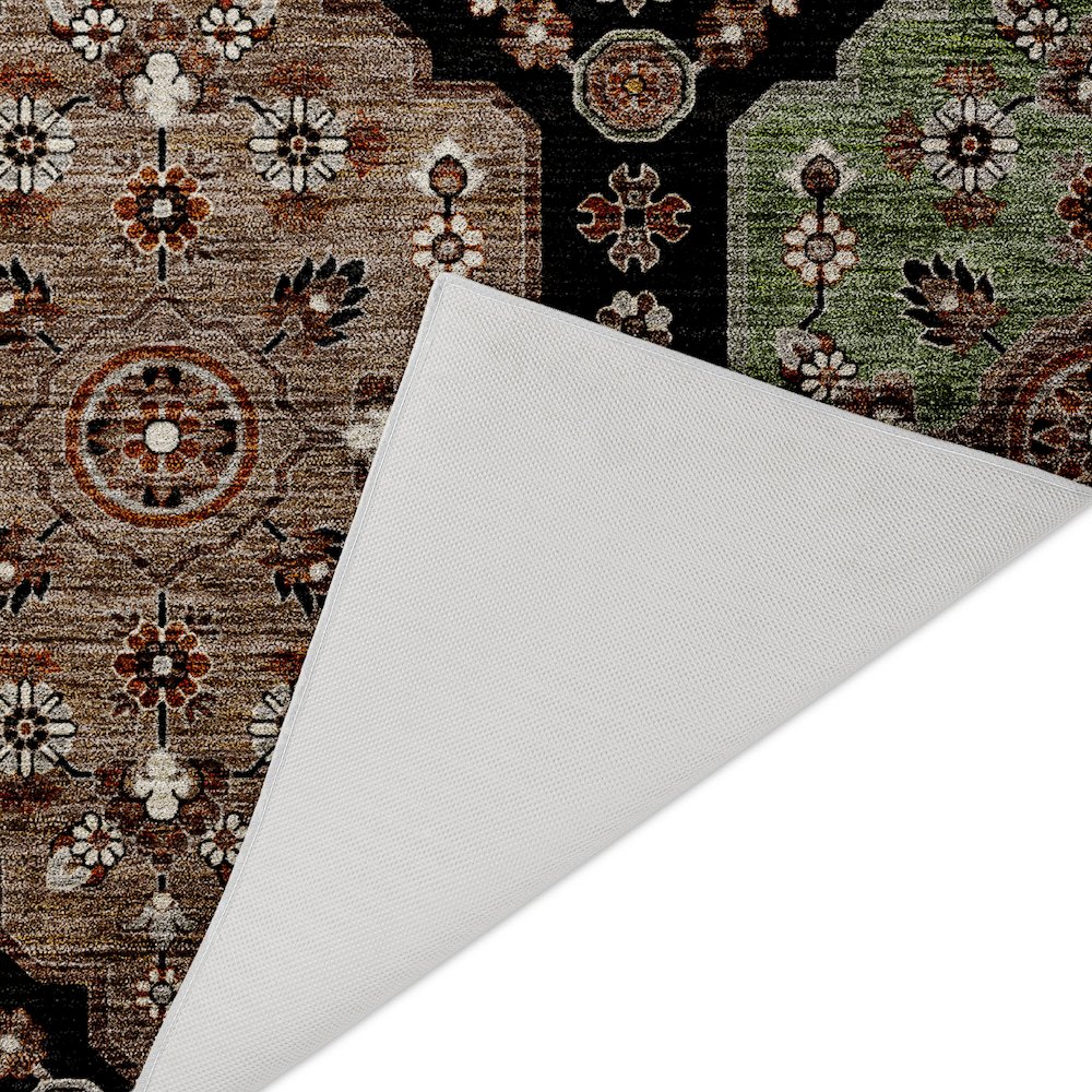 Indoor/Outdoor Silk Road Black 3' x 5' Rug. Picture 4