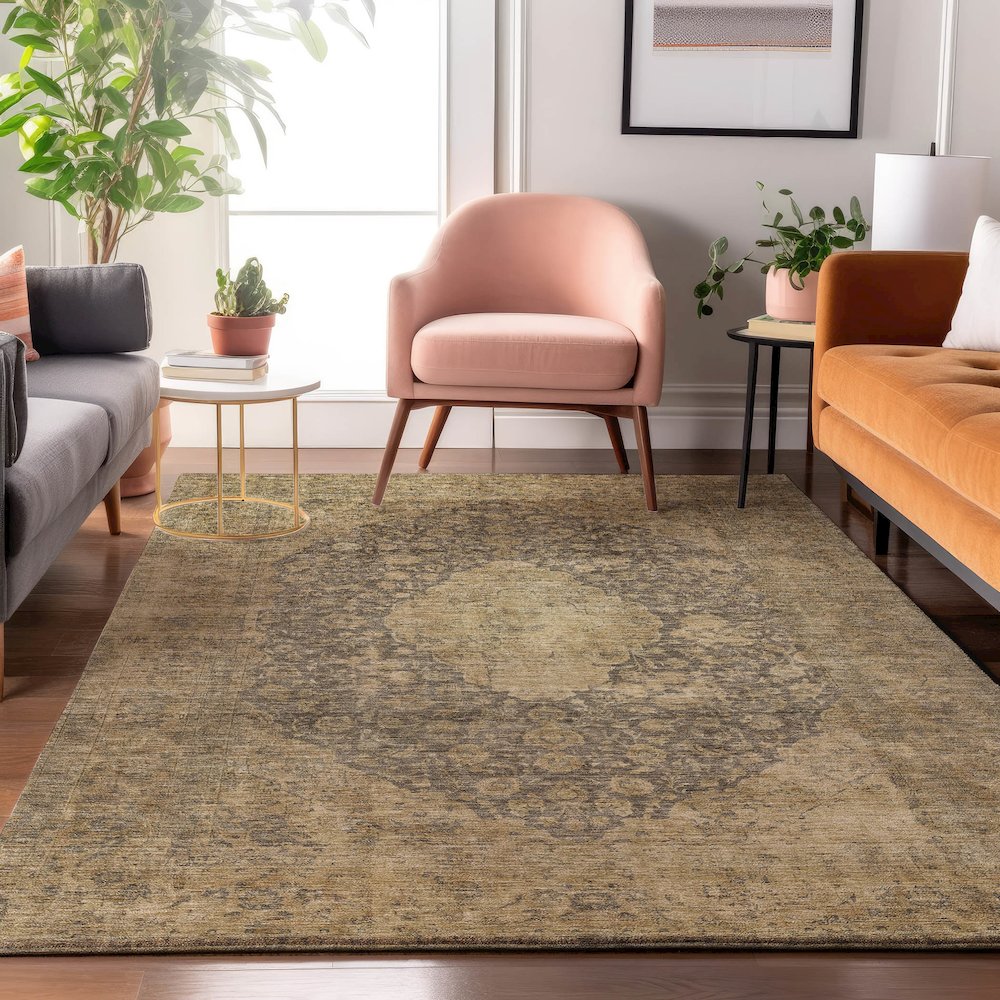 Luxury Washable Indoor/Outdoor Tabrook Mocha 8' x 10' Rug. Picture 5