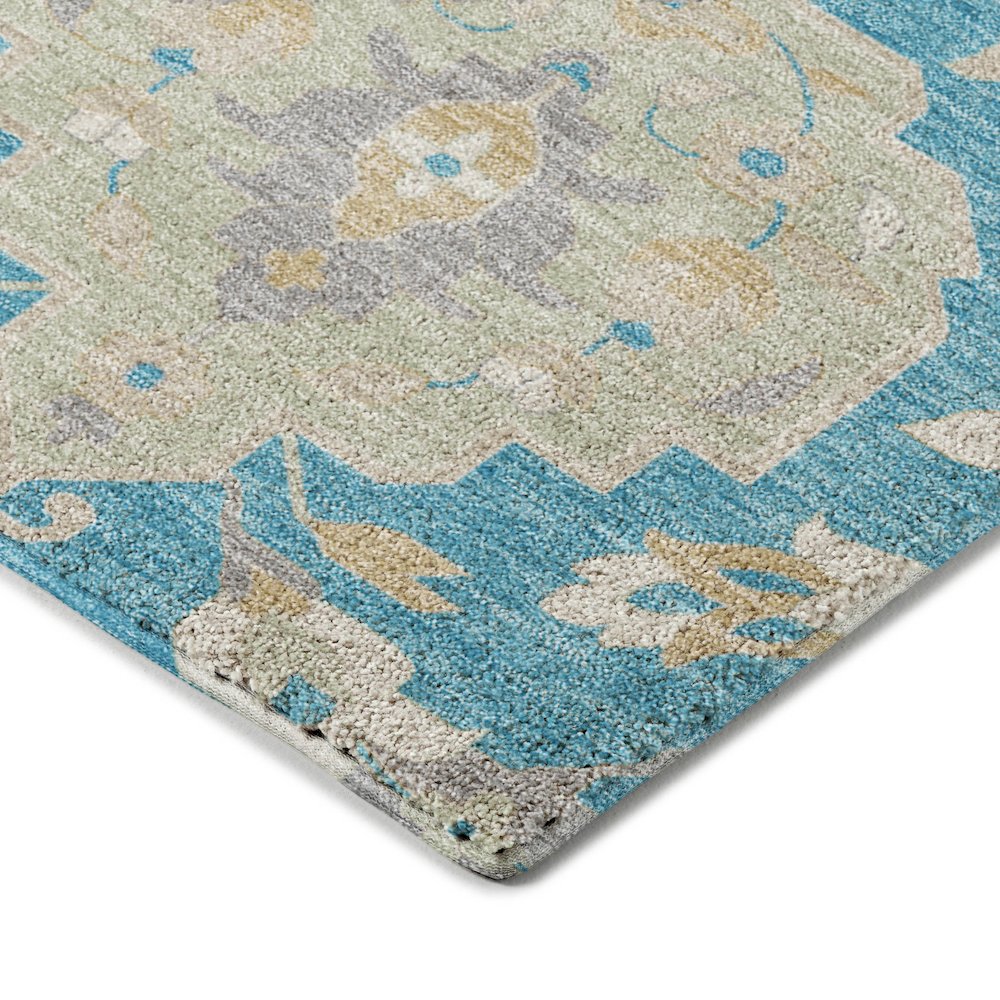 Luxury Washable Indoor/Outdoor Tabrook Blue 3' x 5' Rug. Picture 2