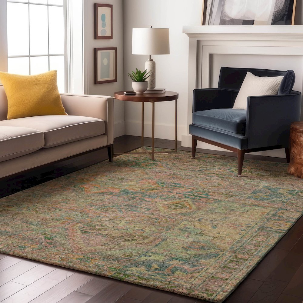 Luxury Washable Indoor/Outdoor Tabrook Blush 8' x 10' Rug. Picture 6