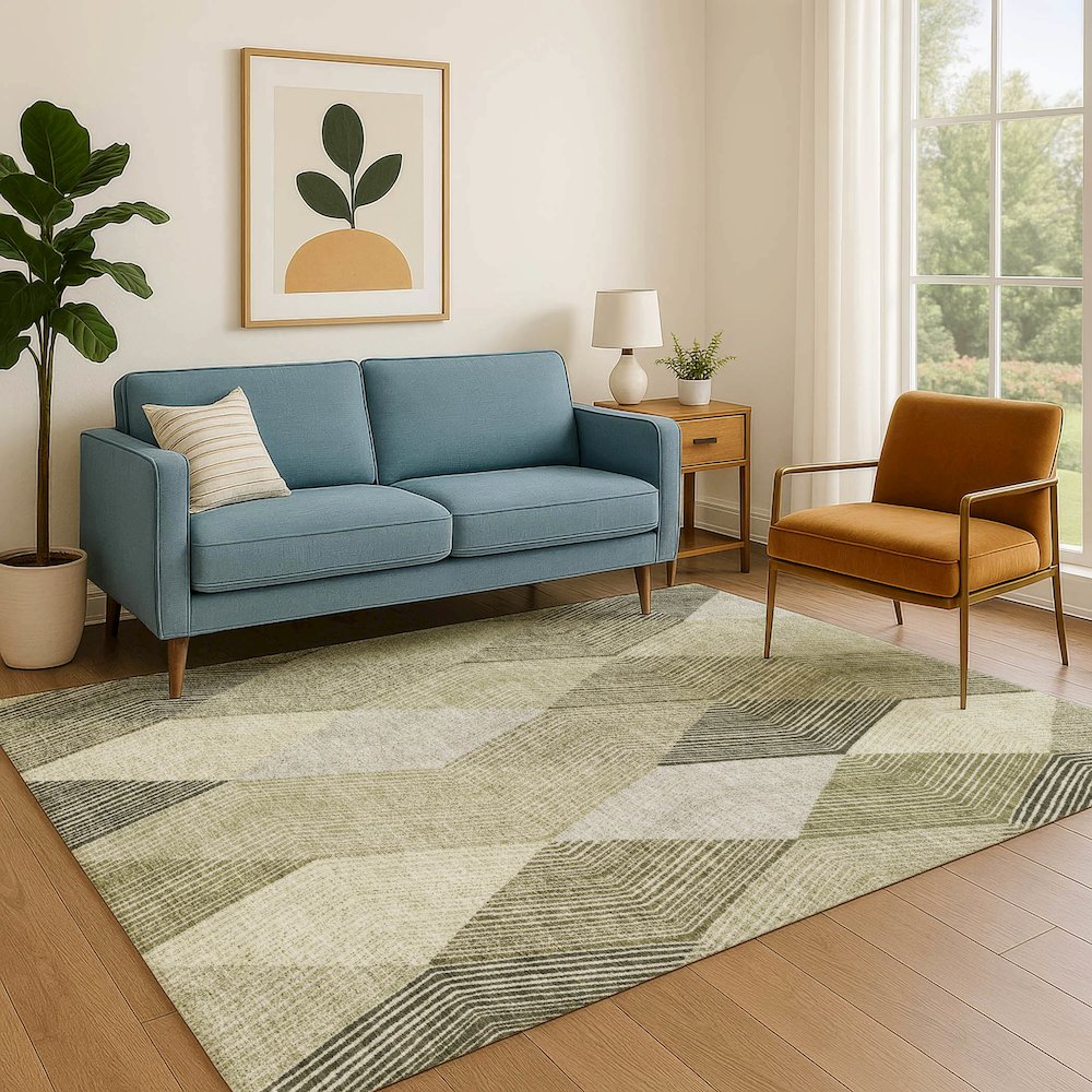Luxury Washable Indoor/Outdoor The Reserve Fern 8' x 10' Rug. Picture 6