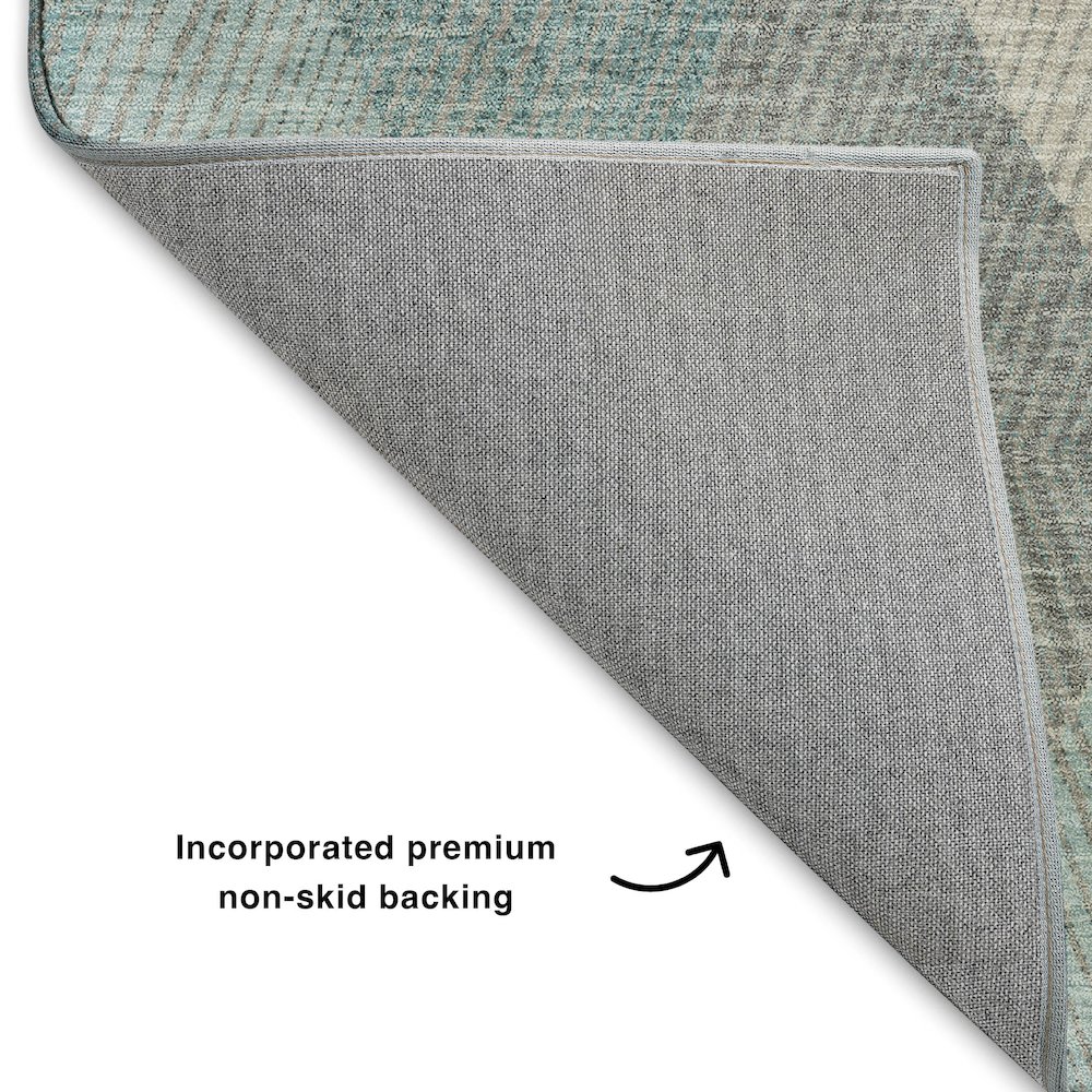 Luxury Washable Indoor/Outdoor The Reserve Turquoise 3' x 5' Rug. Picture 4