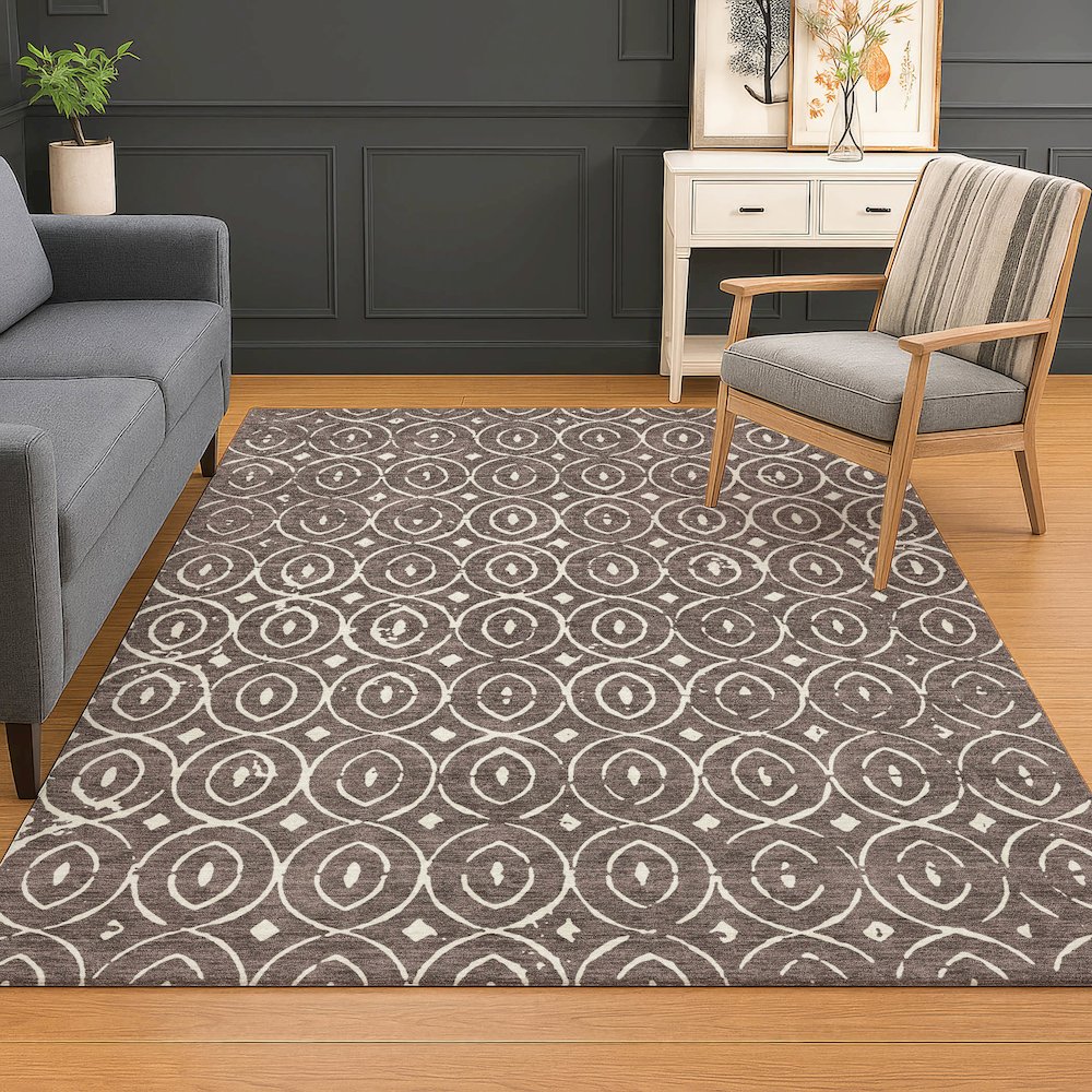 Luxury Washable Indoor/Outdoor The Reserve Brown 8' x 10' Rug. Picture 5
