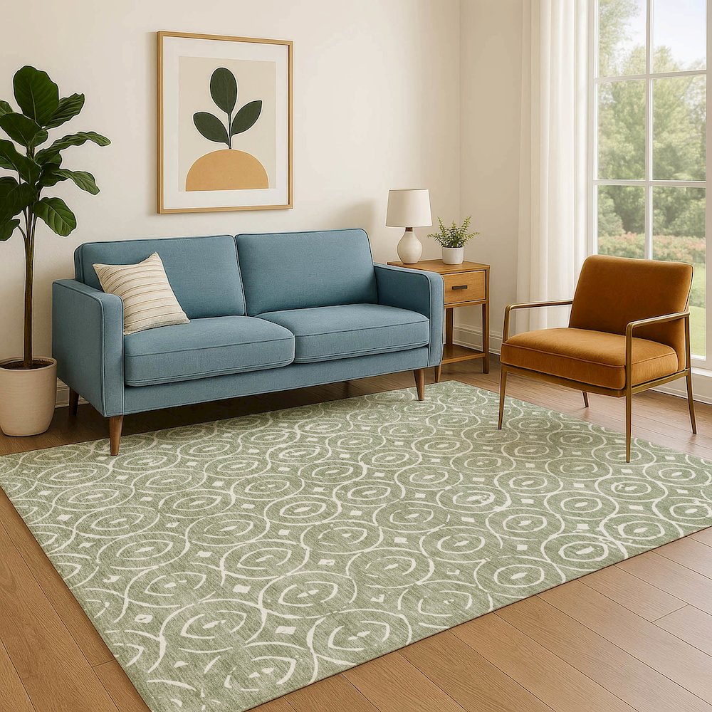 Luxury Washable Indoor/Outdoor The Reserve Fern 8' x 10' Rug. Picture 6
