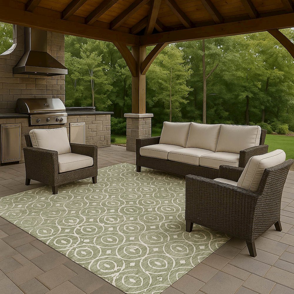 Luxury Washable Indoor/Outdoor The Reserve Fern 8' x 10' Rug. Picture 7