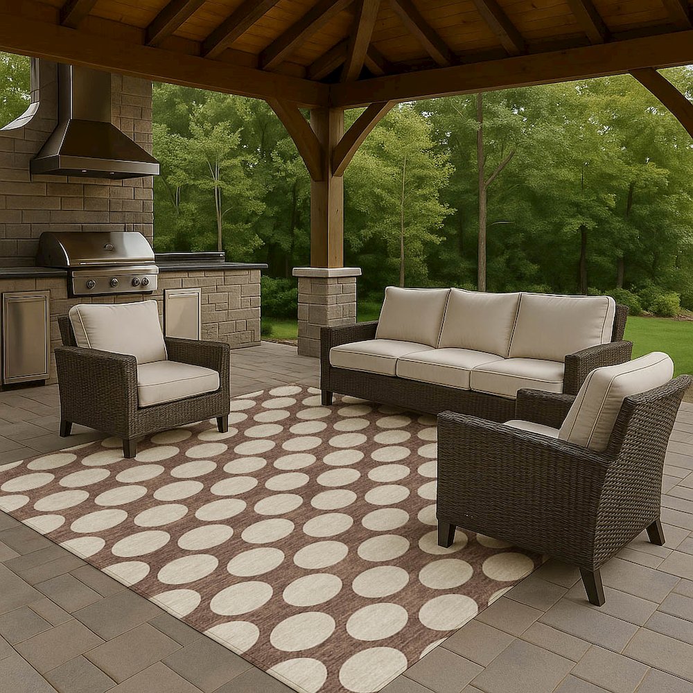 Luxury Washable Indoor/Outdoor The Reserve Coffee 8' x 10' Rug. Picture 7