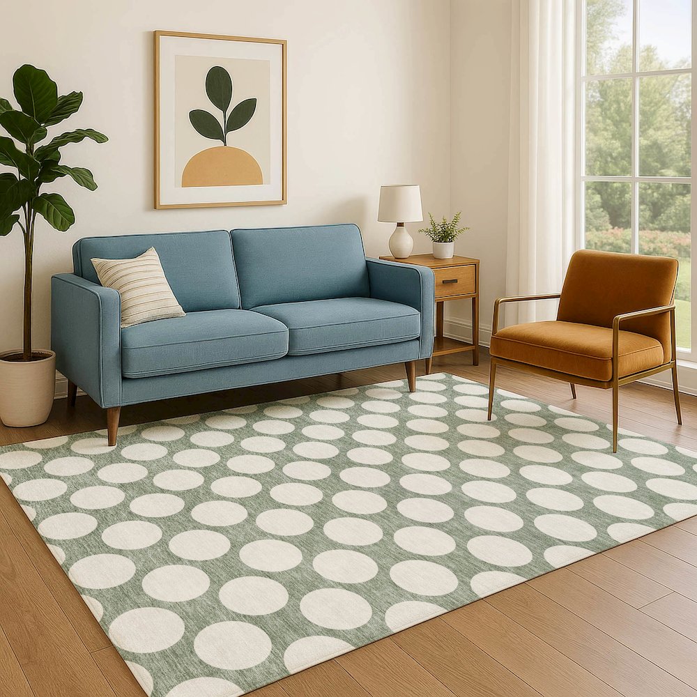 Luxury Washable Indoor/Outdoor The Reserve Sage 8' x 10' Rug. Picture 6