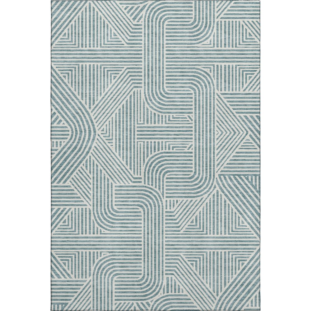 Luxury Washable Indoor/Outdoor The Reserve Teal 8' x 10' Rug. Picture 1
