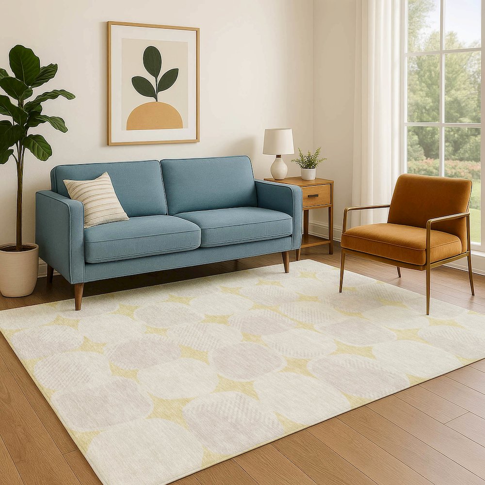 Luxury Washable Indoor/Outdoor The Reserve Wheat 8' x 10' Rug. Picture 6