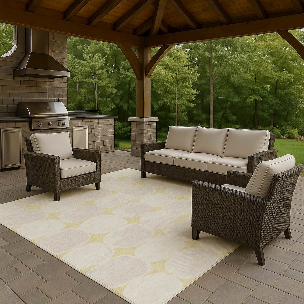 Luxury Washable Indoor/Outdoor The Reserve Wheat 8' x 10' Rug. Picture 7