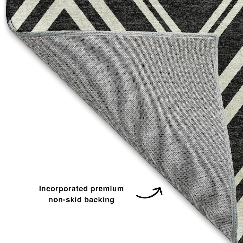 Luxury Washable Indoor/Outdoor The Reserve Black 3' x 5' Rug. Picture 4
