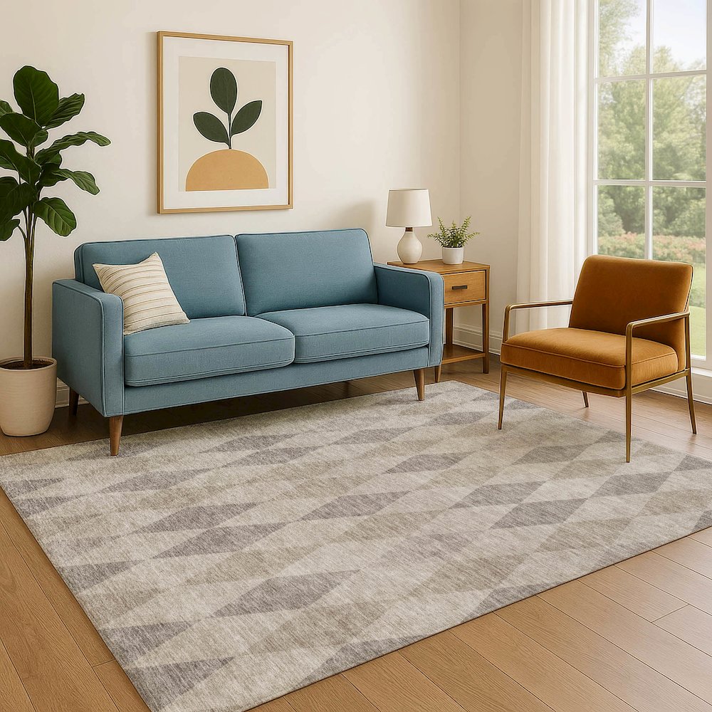 Luxury Washable Indoor/Outdoor The Reserve Beige 8' x 10' Rug. Picture 6