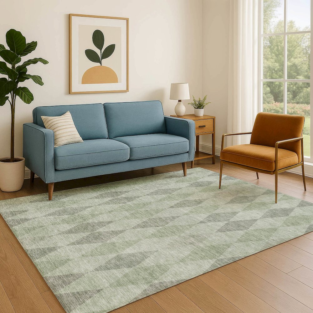 Luxury Washable Indoor/Outdoor The Reserve Fern 8' x 10' Rug. Picture 6