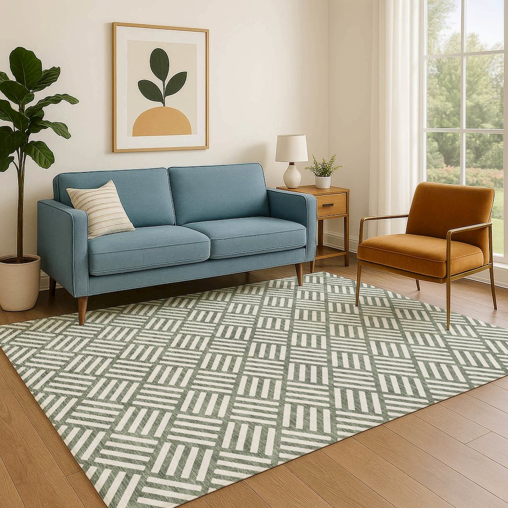Luxury Washable Indoor/Outdoor The Reserve Basil 8' x 10' Rug. Picture 6