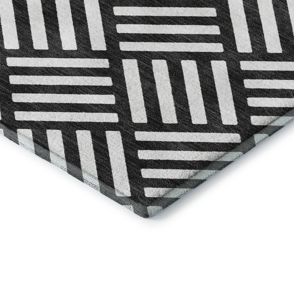 Luxury Washable Indoor/Outdoor The Reserve Black 3' x 5' Rug. Picture 2