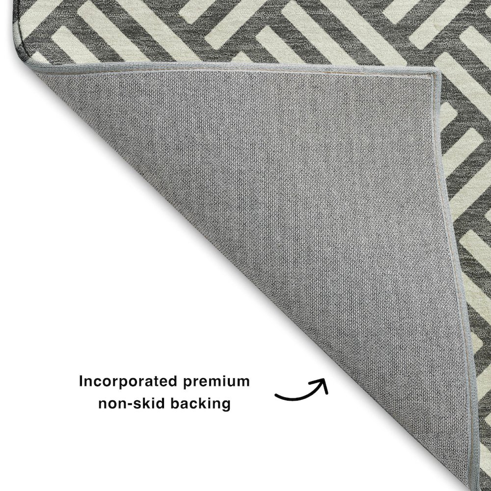 Luxury Washable Indoor/Outdoor The Reserve Charcoal 3' x 5' Rug. Picture 4
